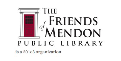 Red door logo for The Friends of Mendon Public Library.