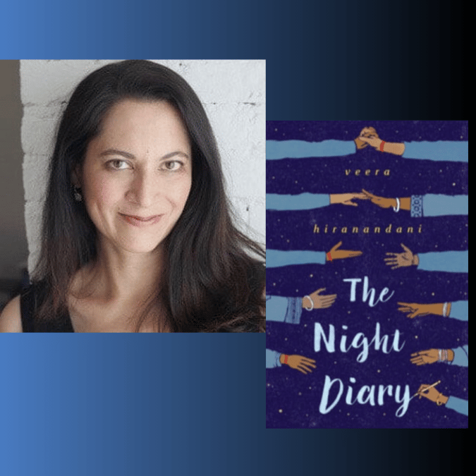 Photo of author Veera Hiranandani and the cover of her book The Night Diary.