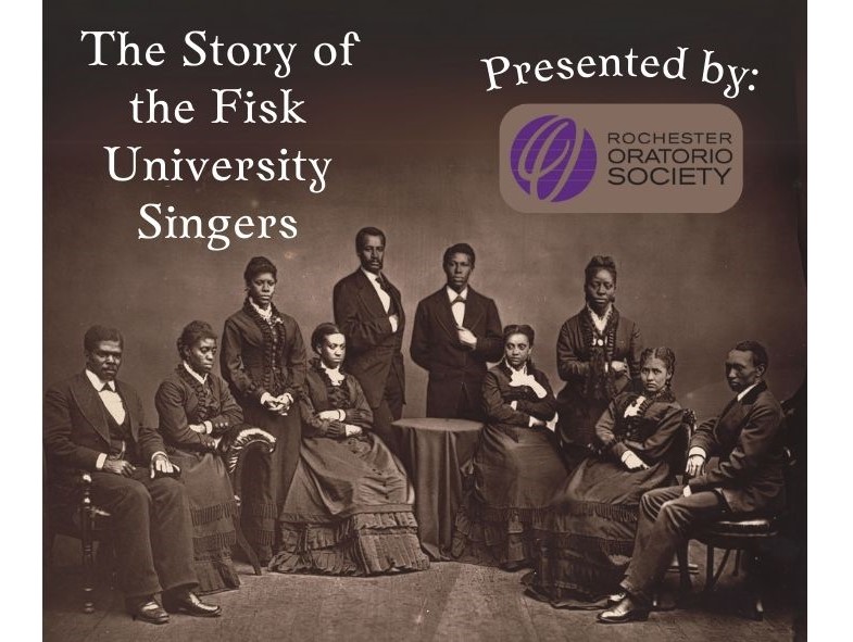 Formal, antique portrait photo of 10 members of the Fisk University Singers.